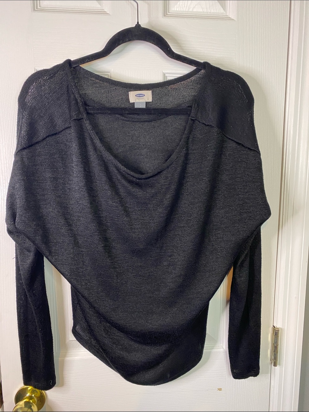 Old Navy Black Off-Shoulder Lightweight Sweater Size Small Petite.